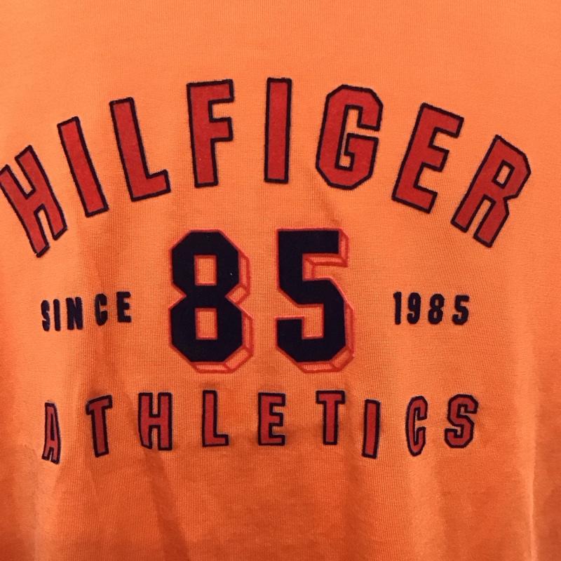 トミーヒルフィガー TOMMY HILFIGER Tシャツ 半袖 Vネック L ロゴ、文字 橙 / オレンジ /  メンズ USED 古着 中古 10108187