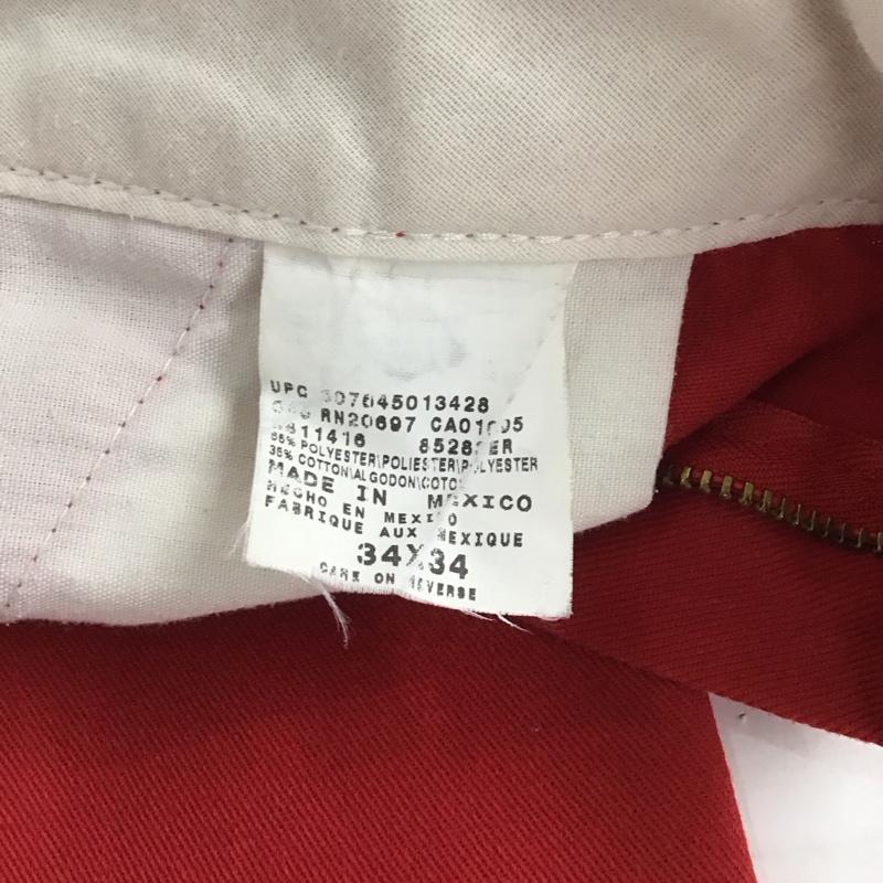 ディッキーズ Dickies パンツ ワークパンツ、ペインターパンツ ワークパンツ ワイドパンツ カジュアルパンツ 34インチ ロゴ、文字 赤 / レッド /  メンズ USED 古着 中古 10144176