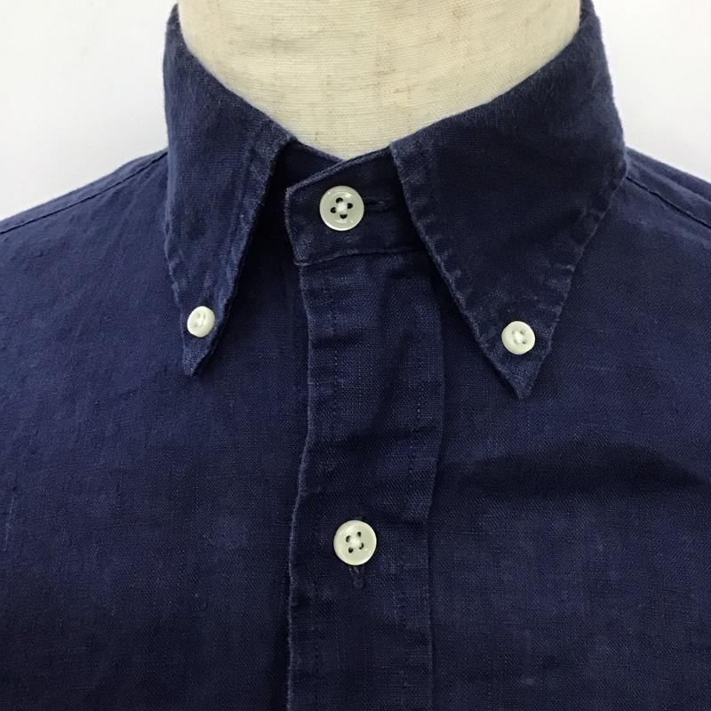 ラルフローレン RALPHLAUREN シャツ、ブラウス 半袖 リネン ボタンダウン XS ワンポイント 紺 / ネイビー /  メンズ USED 古着 中古 10114037