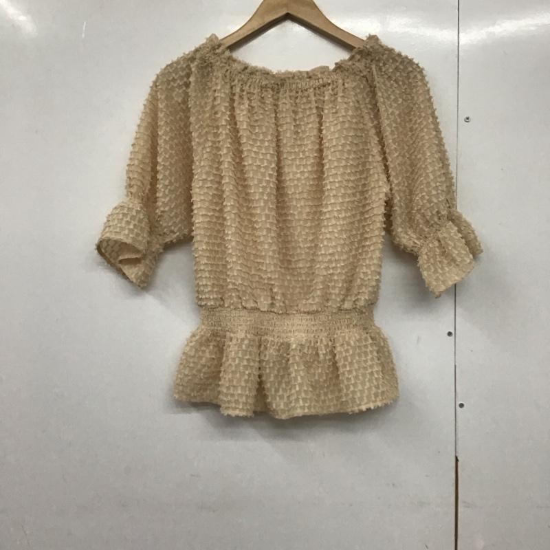 インデックス index カットソー 半袖 半袖カットソー ワイドネック フレアスリーブ FREE 無地 ベージュ / ベージュ /  レディース USED 古着 中古 10143824