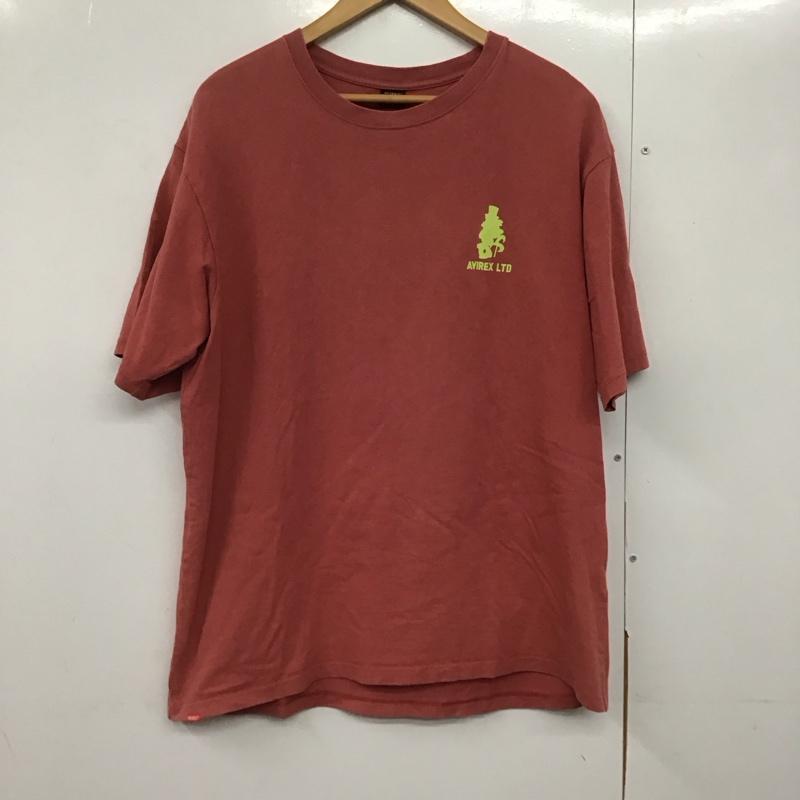 アヴィレックス AVIREX Tシャツ 半袖 半袖カットソー プリントTシャツ クルーネックカットソー XL ロゴ、文字 赤 / レッド /  メンズ USED 古着 中古 10142613