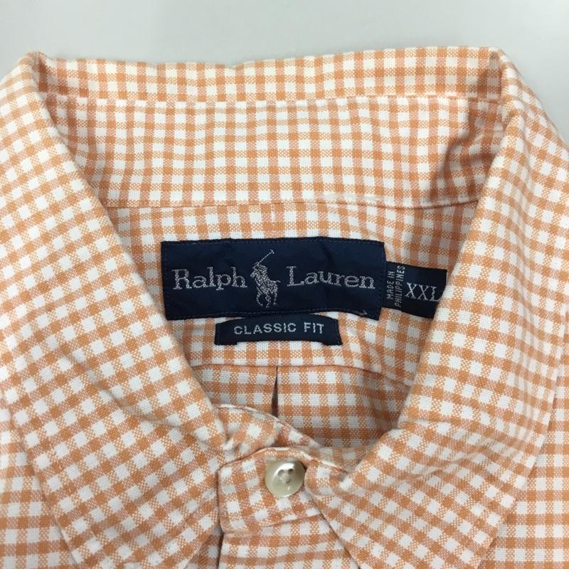 ラルフローレン RALPHLAUREN シャツ、ブラウス 半袖 半袖シャツ カラーシャツ 半袖カットソー チェックシャツ XXL チェック 橙 / オレンジ /  メンズ USED 古着 中古 10119728