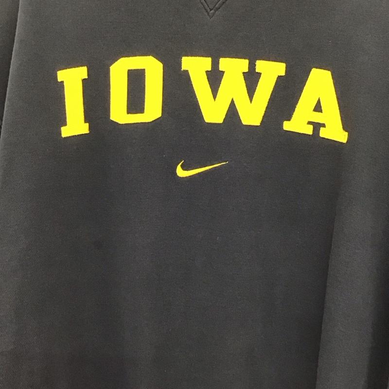 ナイキ NIKE トレーナー 長袖 長袖トレーナー スウェット クルーネック プルオーバー 古着 L ロゴ、文字 紺 / ネイビー /  メンズ USED 古着 中古 10141809