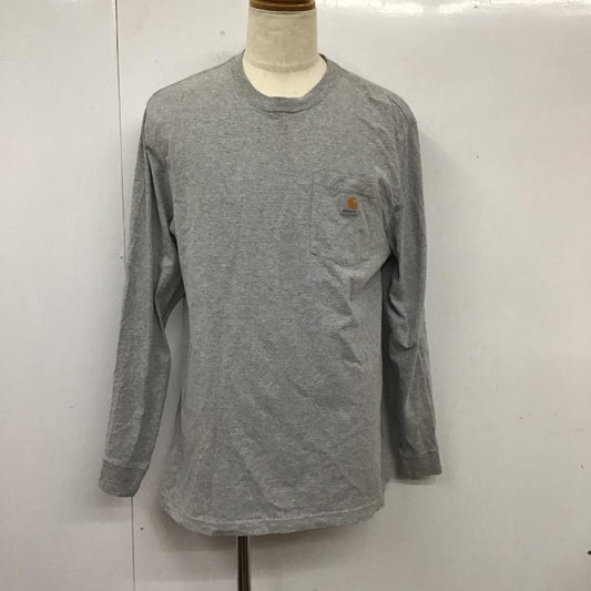 カーハート Carhartt カットソー 長袖 長袖カットソー クルーネックカットソー ロングスリーブカットソー プリントTシャツ L ロゴ、文字 灰 / グレー /  メンズ USED 古着 中古 10112508