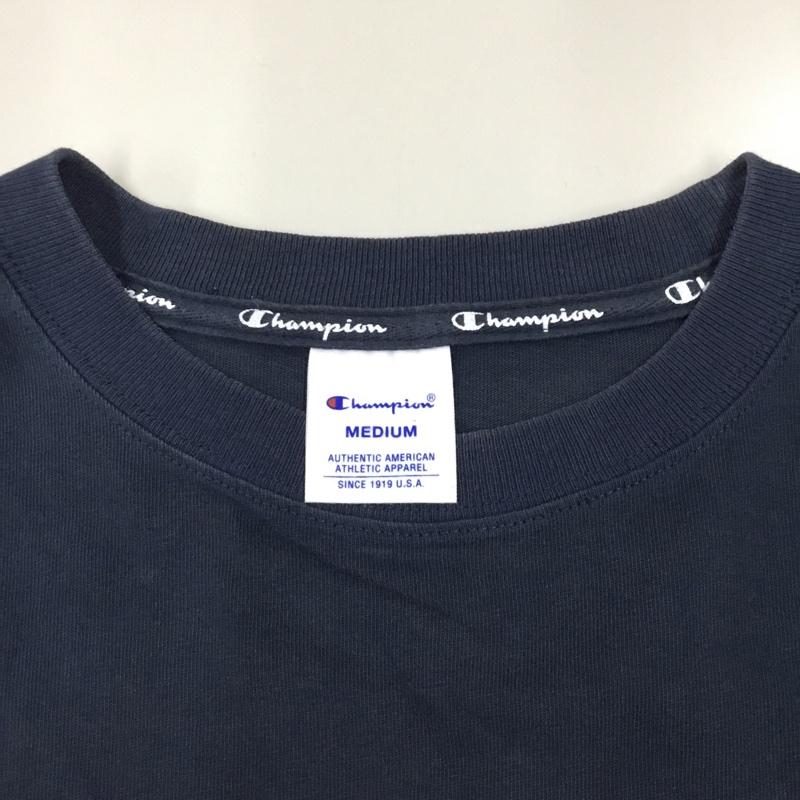 チャンピオン Champion Tシャツ 半袖 半袖カットソー プリントTシャツ クルーネックカットソー M ロゴ、文字 紺 / ネイビー /  メンズ USED 古着 中古 10113292