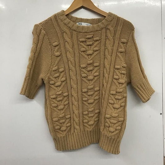 ザラ ZARA ニット、セーター 半袖 M 無地 茶 / ブラウン /  レディース USED 古着 中古 10136847