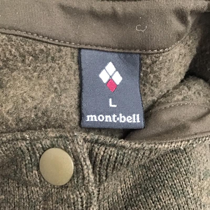 モンベル mont-bell カーディガン 長袖 1106664 クリマプラスニットカーディガン ノーカラージャケット ロングスリーブカーディガン L ロゴ、文字 茶 / ブラウン /  レディース USED 古着 中古 10114519