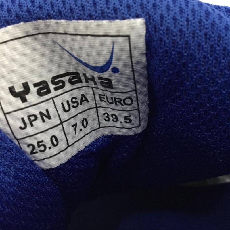 ヤサカ YASAKA スニーカー スニーカー E-200 ジェット インパクト 卓球シューズ 25cm 箱有 25.0cm ロゴ、文字 白 / ホワイト / X 青 / ブルー /  レディース USED 古着 中古 10147911