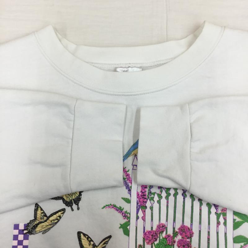 ユーズドクロージング used clothes トレーナー 長袖 USA製 M 花柄 白 / ホワイト /  レディース USED 古着 中古 10142211