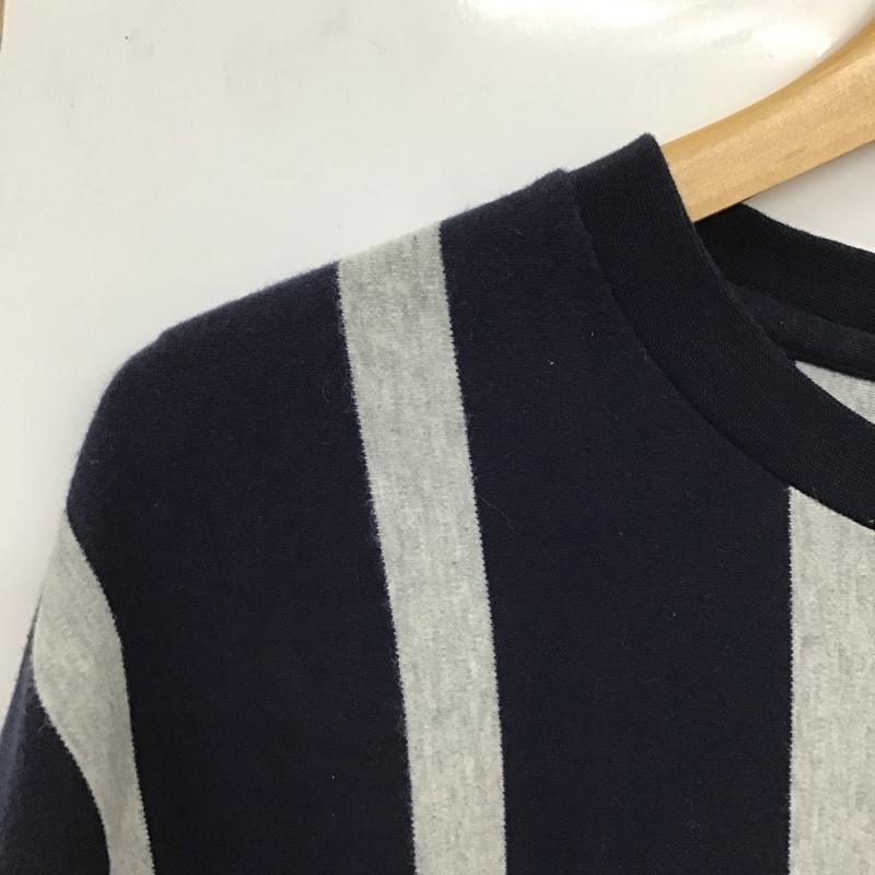 ビームス BEAMS Tシャツ 半袖 半袖カットソー プリントTシャツ クルーネックカットソー S ストライプ 灰 / グレー / X 紺 / ネイビー /  メンズ USED 古着 中古 10130575