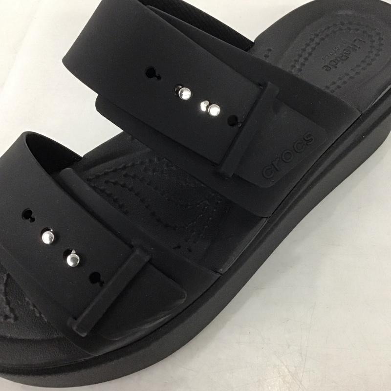 クロックス crocs サンダル サンダル ブルックリン サンダル ロー ウェッジ 7 ロゴ、文字 黒 / ブラック /  レディース USED 古着 中古 10141043
