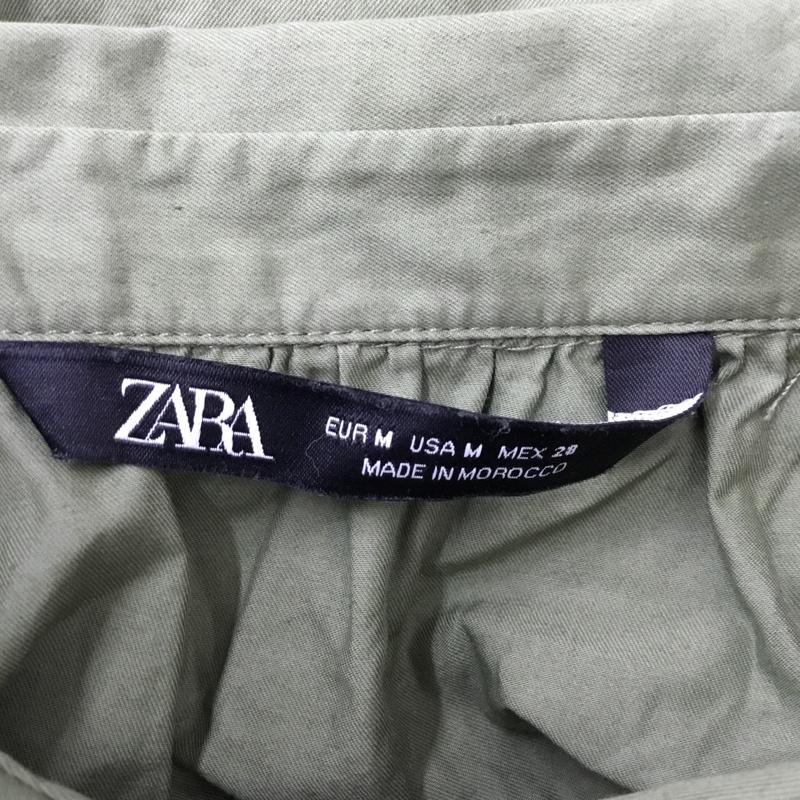ザラ ZARA ワンピース ロングスカート 長袖ロングワンピース フレアワンピース 切り替えワンピース シャツワンピース M 無地 カーキ / カーキ /  レディース USED 古着 中古 10115805