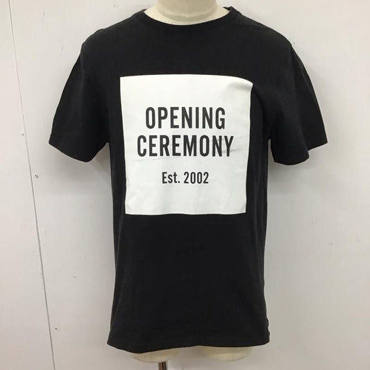 オープニングセレモニー opening celemony Tシャツ 半袖 半袖カットソー プリントTシャツ クルーネックカットソー M ロゴ、文字 黒 / ブラック /  メンズ USED 古着 中古 10123538