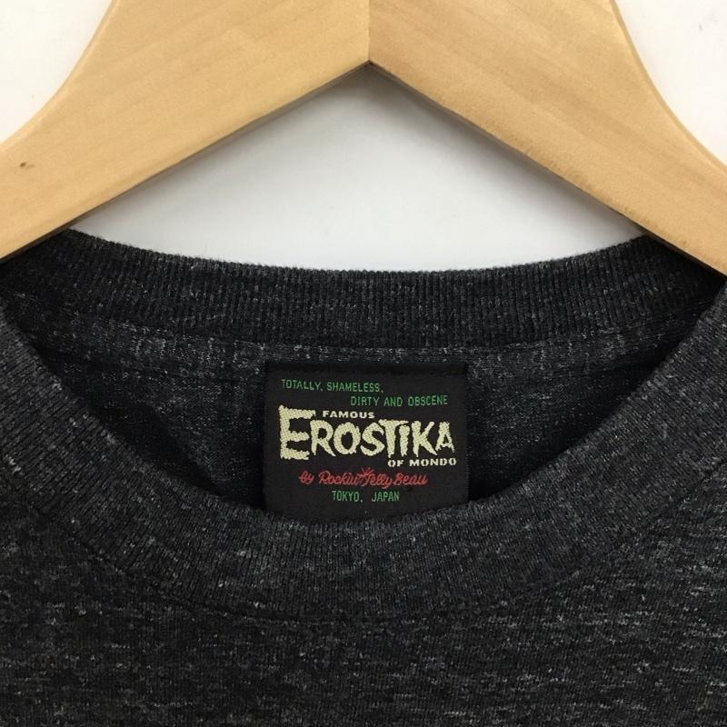 エロスティカ EROSTiKA Tシャツ 半袖 半袖カットソー プリントTシャツ クルーネックカットソー XL プリント 灰 / グレー /  メンズ USED 古着 中古 10134634