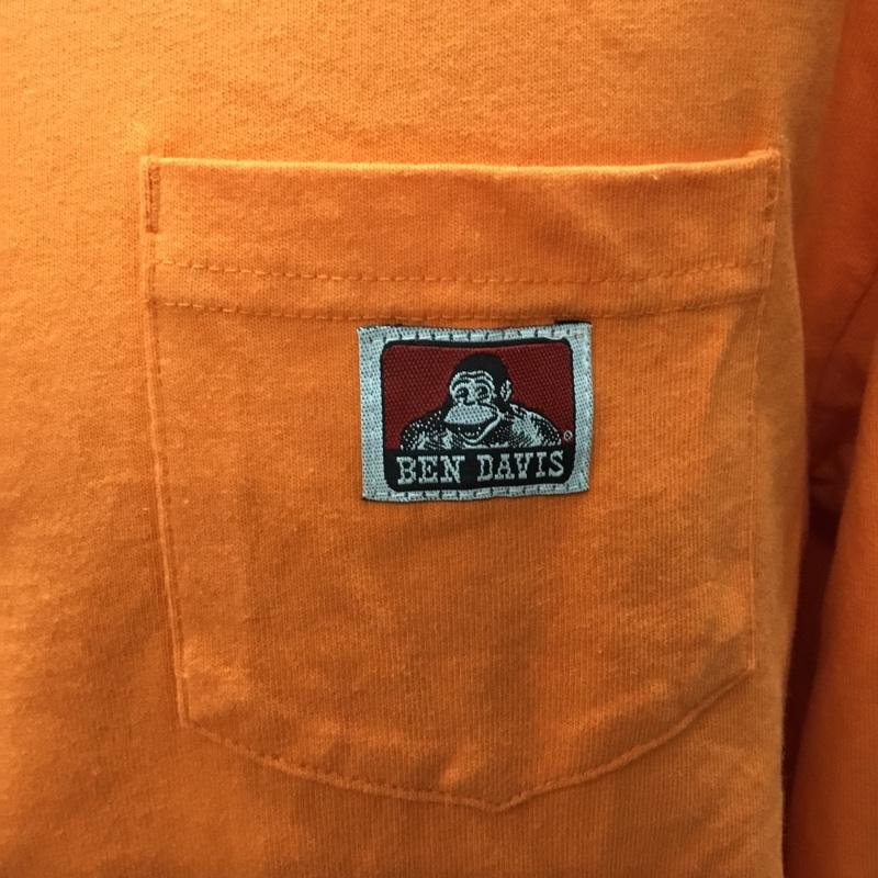 ベンデイビス BEN DAVIS カットソー 長袖 長袖カットソー クルーネックカットソー ロングスリーブカットソー プリントTシャツ M 無地 橙 / オレンジ /  メンズ USED 古着 中古 10114895