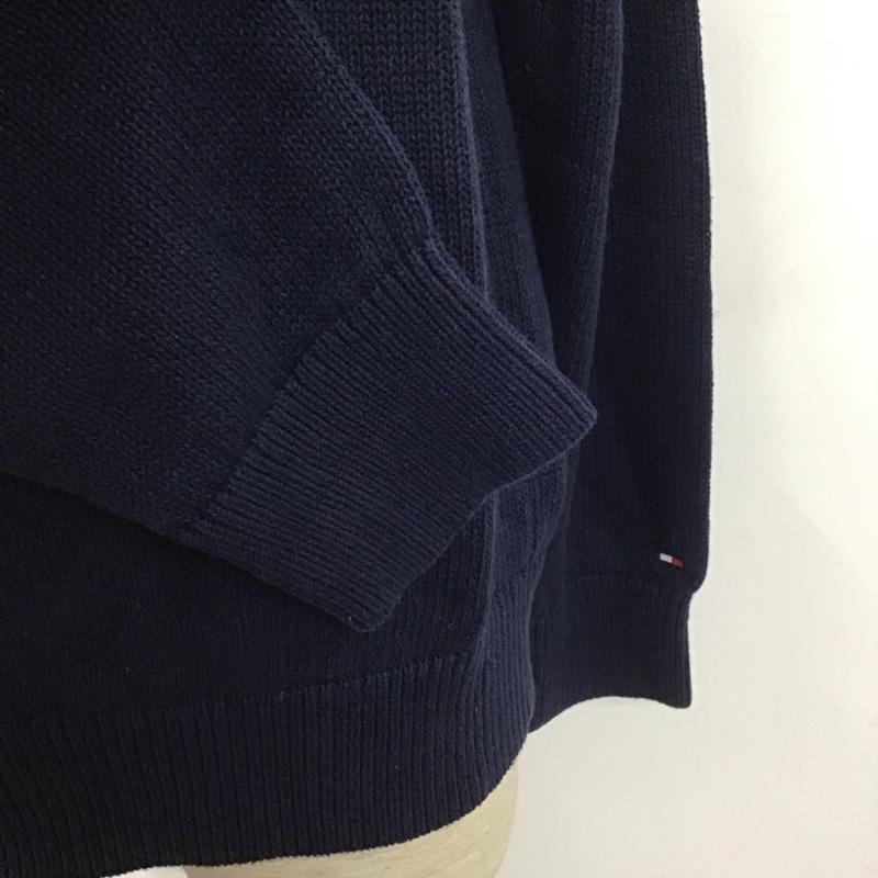 トミーヒルフィガー TOMMY HILFIGER ニット、セーター 長袖 長袖 L 無地 紺 / ネイビー /  メンズ USED 古着 中古 10111148