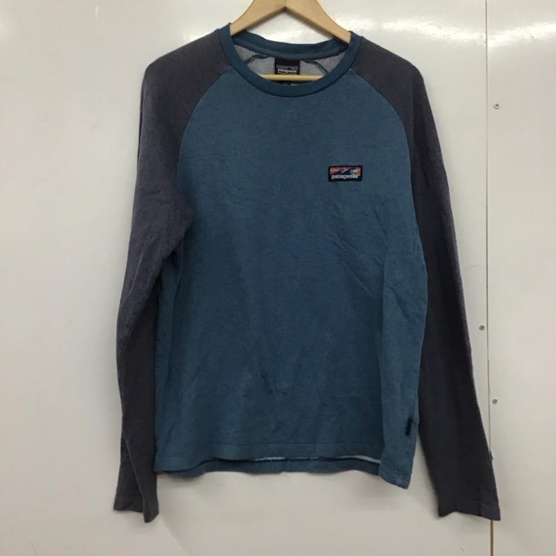 パタゴニア patagonia Tシャツ 長袖 39483 ラグランスリーブ スウェットシャツ 波タグ S ロゴ、文字 青 / ブルー / X 紺 / ネイビー /  メンズ USED 古着 中古 10145225