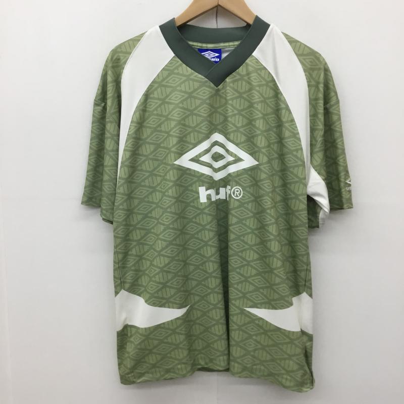 ハフ HUF カットソー 半袖 24SS UMBRO ART PANEL TEAM JERSEY S ロゴ、文字 X 総柄 緑 / グリーン /  メンズ USED 古着 中古 10134993