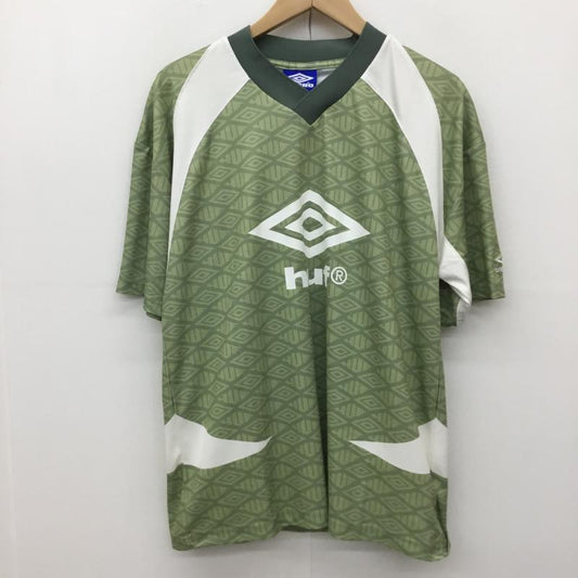 ハフ HUF カットソー 半袖 24SS UMBRO ART PANEL TEAM JERSEY S ロゴ、文字 X 総柄 緑 / グリーン /  メンズ USED 古着 中古 10134993