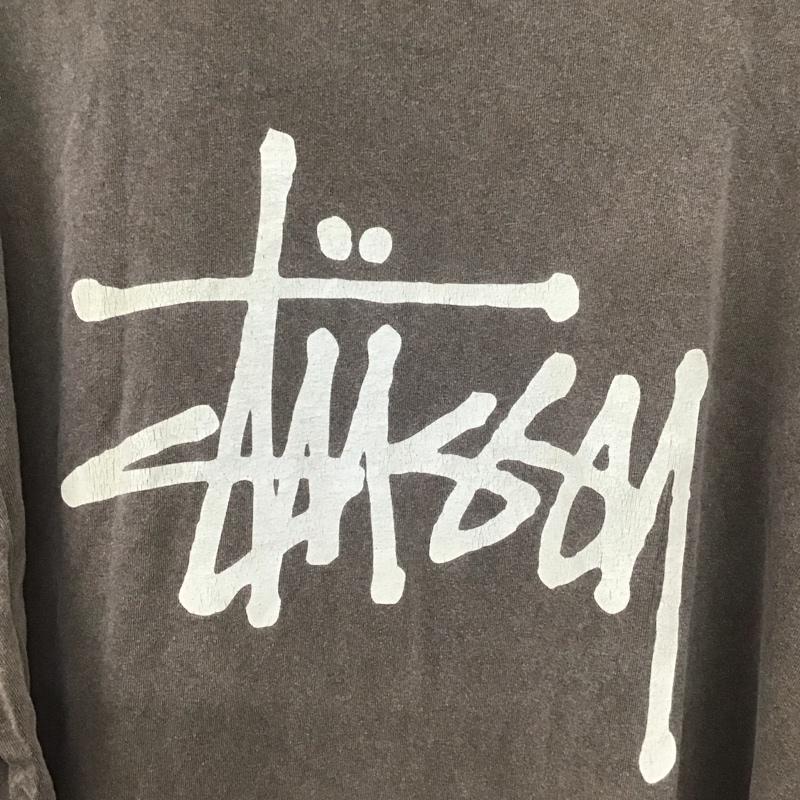 ステューシー STUSSY カットソー 長袖 長袖カットソー プリントカットソー クルーネック XL ロゴ、文字 茶 / ブラウン /  メンズ USED 古着 中古 10150599