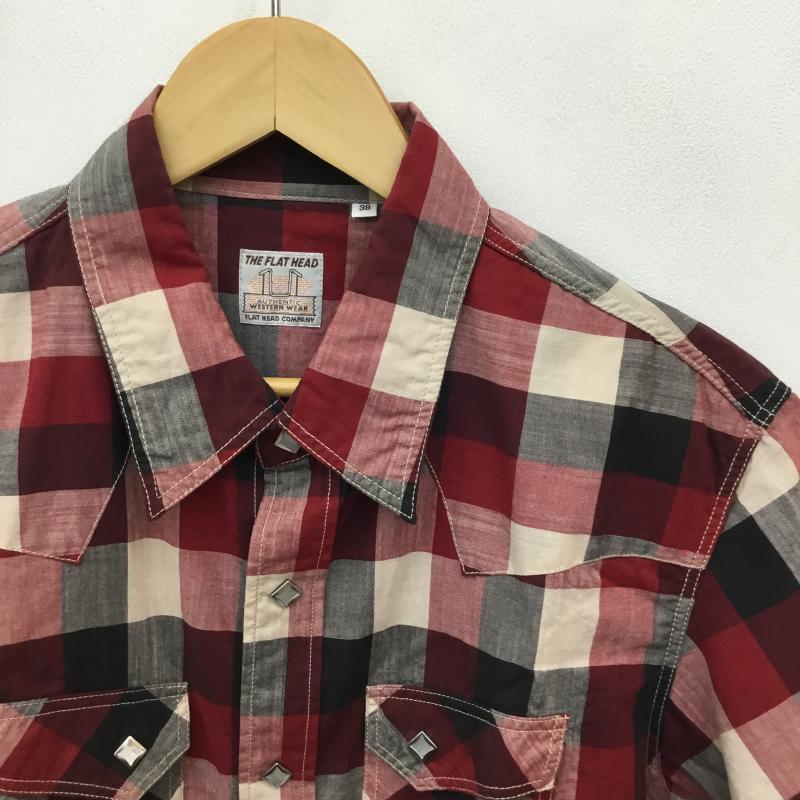 フラットヘッド The Flat Head シャツ、ブラウス 半袖 38 チェック 赤 / レッド / X 黒 / ブラック / X 白 / ホワイト / X 灰 / グレー /  メンズ USED 古着 中古 10130862