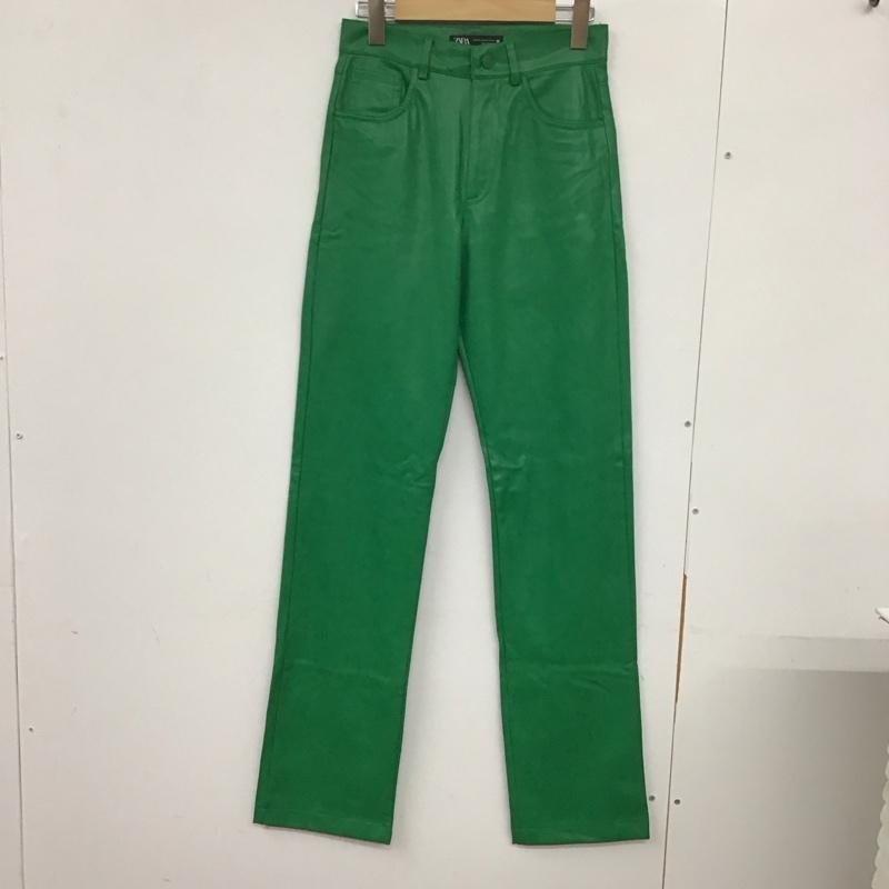 ザラ ZARA パンツ デニム、ジーンズ フェイクレザーパンツ スリムパンツ ストレッチパンツ XS 無地 緑 / グリーン /  レディース USED 古着 中古 10132933