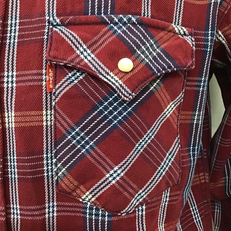 リーバイスレッドタブ Levi s RED TAB シャツ、ブラウス 長袖 ウエスタンシャツ L チェック えんじ / ワインレッド /  メンズ USED 古着 中古 10123296