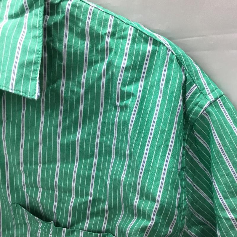 モノマート MONO-MART シャツ、ブラウス 半袖 sh870 オーバールーズ ブロードレギュラーカラーシャツ ビッグシルエット M ストライプ 緑 / グリーン / X 白 / ホワイト / X 紺 / ネイビー /  メンズ USED 古着 中古 10119332