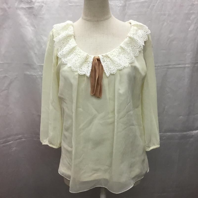 ミッシュマッシュ MISCH MASCH カットソー 七分袖 111-1865-33-83738 レース襟 M 無地 黄 / イエロー /  レディース USED 古着 中古 10107460
