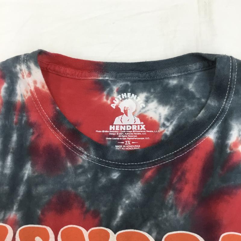 ユーズドクロージング used clothes Tシャツ 半袖 Jimi Hendrix　ジミ・ヘンドリックス タイダイ柄 XXL 総柄 灰 / グレー / X 赤 / レッド /  メンズ USED 古着 中古 10129331