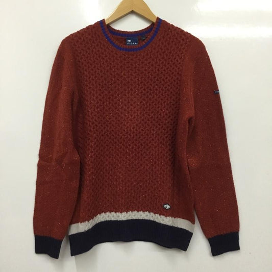 古着 USED ニット、セーター 長袖 ネップセーター タグ付き L ワンポイント えんじ / ワインレッド / X 紺 / ネイビー /  メンズ USED 古着 中古 10136506