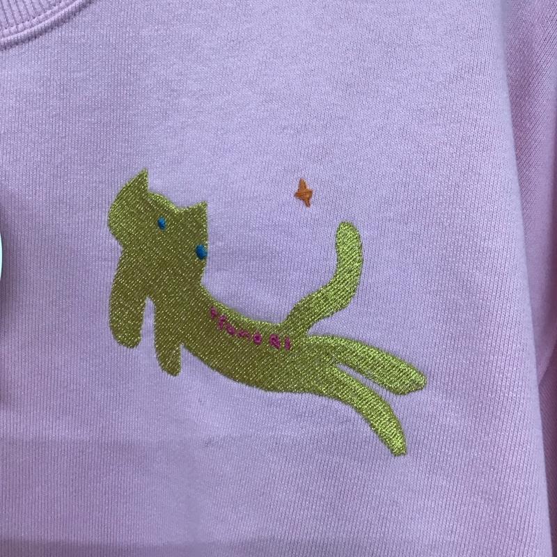 ニコアンド niko and... トレーナー 長袖 ツモリチサト コラボ キラネコ刺繍裏毛PO スウェット タグ付き L ワンポイント 桃 / ピンク /  レディース USED 古着 中古 10146598