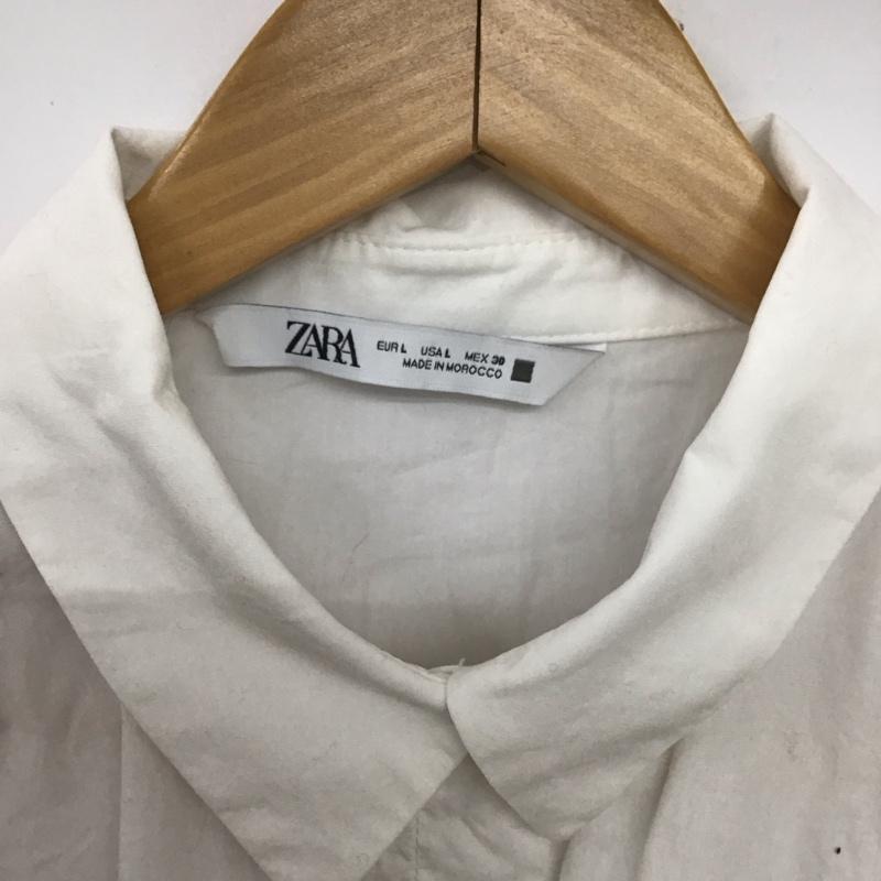 ザラ ZARA シャツ、ブラウス 長袖 8517 379 250 ショート丈 クロップド丈 ラインストーン L  白 / ホワイト /  レディース USED 古着 中古 10149501