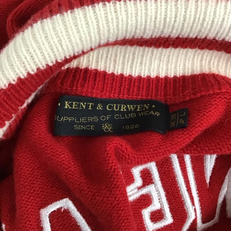 ケントアンドカーウェン KENT&CURWEN ニット、セーター 長袖 長袖ニットカットソー ニット セーター ジップアップネックニット L ロゴ、文字 赤 / レッド /  メンズ USED 古着 中古 10117560