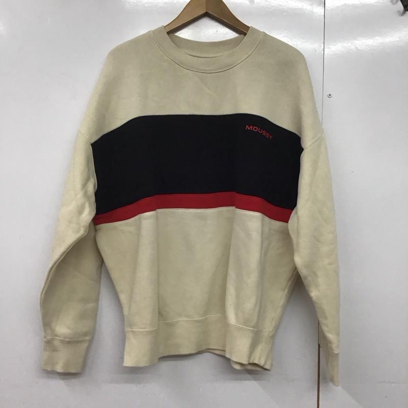マウジー MOUSSY トレーナー 長袖 028CA590-5230 スウェット 裏起毛 FREE ロゴ、文字 アイボリー / アイボリー / X 黒 / ブラック / X 赤 / レッド /  レディース USED 古着 中古 10144097