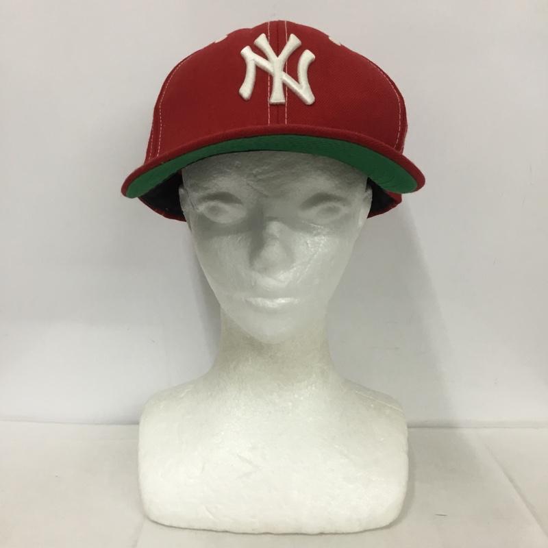 ニューエラ NEW ERA 帽子 キャップ NY ニューヨークヤンキース 59FIFTY 59.6cm ロゴ、文字 赤 / レッド /  メンズ USED 古着 中古 10134284
