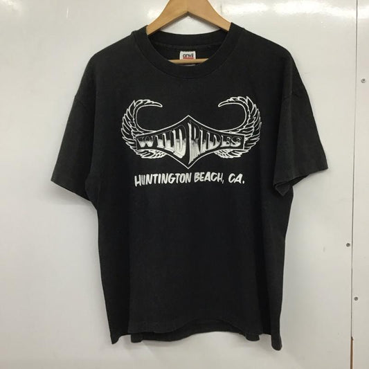 古着 USED Tシャツ 半袖 半袖カットソー プリントTシャツ クルーネックカットソー anvil 90s usa製 L プリント 黒 / ブラック /  メンズ USED 古着 中古 10137172