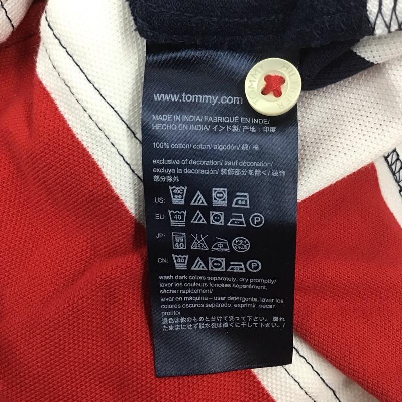 トミーヒルフィガー TOMMY HILFIGER ポロシャツ 半袖 半袖カットソー 半袖ポロシャツ カラーシャツ S ボーダー柄 白 / ホワイト / X 赤 / レッド / X 紺 / ネイビー /  メンズ USED 古着 中古 10111036