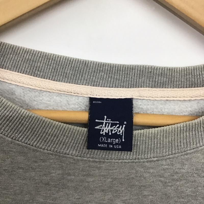 ステューシー STUSSY トレーナー 長袖 長袖トレーナー スウェット クルーネック プルオーバー XL ロゴ、文字 灰 / グレー /  メンズ USED 古着 中古 10143202