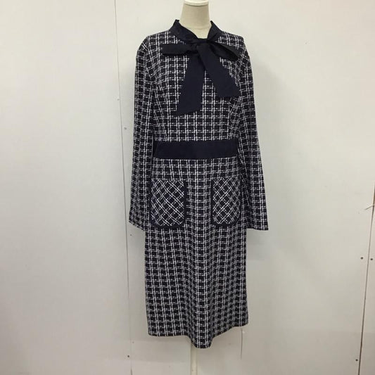 古着 USED ワンピース ロングスカート KAIMILAN 長袖 リボンタイ タグ付き 8 チェック 白 / ホワイト / X 紺 / ネイビー /  レディース USED 古着 中古 10115487