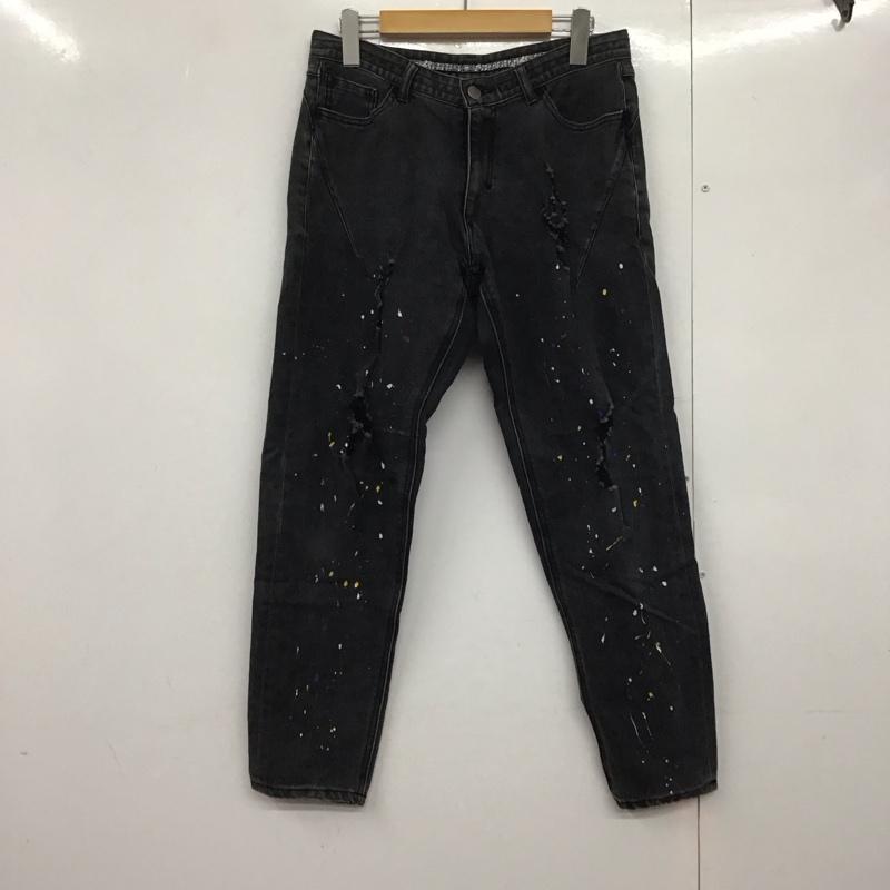 ナンバーナイン NUMBER (N)INE パンツ デニム、ジーンズ デニムパンツ スリムパンツ カジュアルパンツ ストレッチパンツ S ダメージ加工 黒 / ブラック /  メンズ USED 古着 中古 10143531