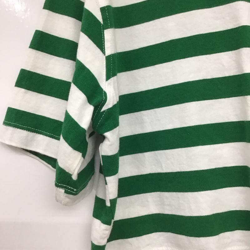 ザラ ZARA Tシャツ 半袖 クロップド丈 ボーダー M ボーダー柄 白 / ホワイト / X 緑 / グリーン /  レディース USED 古着 中古 10148669