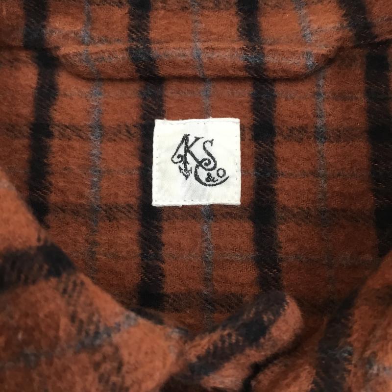 キャプテン サンシャイン Kaptain Sunshine シャツ、ブラウス 長袖 KAPTAIN SUNSHINE キャプテンサンシャイン Cotton Flannel Open Collar Shirt コットンフランネルオープンカラーシャツ 36 格子柄 茶 / ブラウン /  メンズ USED 古着 中古 10135892