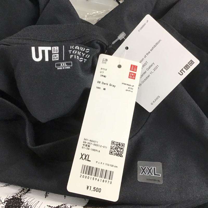 ユニクロ UNIQLO Tシャツ 半袖 341-446311 Tシャツ プリントTシャツ クルーネックカットソー 半袖カットソー XXL プリント 黒 / ブラック /  メンズ USED 古着 中古 10106543