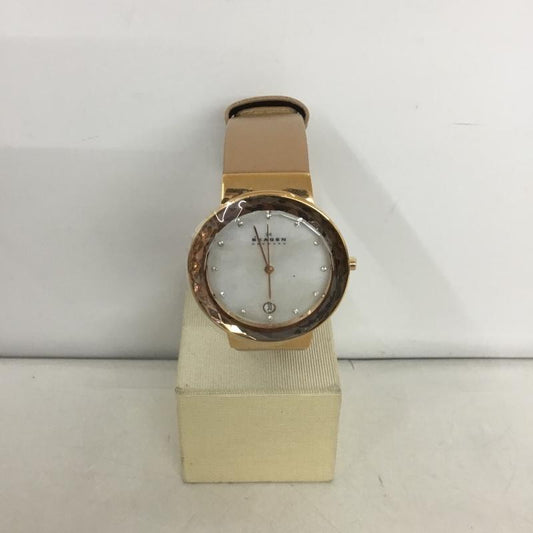 スカーゲン SKAGEN 腕時計 アナログ（クォーツ式） SKW2168 レザーベルト ロゴ、文字 ベージュ / ベージュ /  レディース USED 古着 中古 10135183