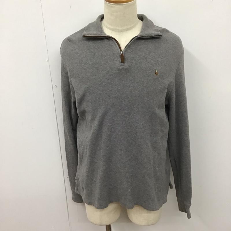 ポロラルフローレン POLO RALPH LAUREN カットソー 長袖 長袖カットソー ジップアップネックカットソー ロングスリーブカットソー M ロゴ、文字 灰 / グレー /  メンズ USED 古着 中古 10123892