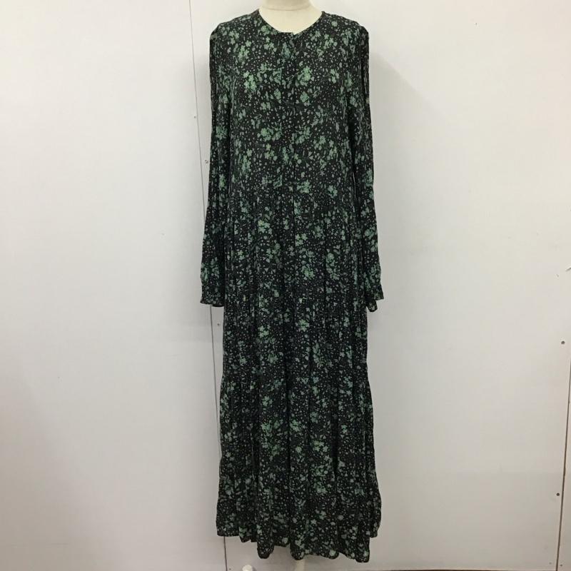 ザラ ZARA ワンピース ロングスカート 4479 243 800 ノーカラー 長袖 ティアード XS 花柄 黒 / ブラック /  レディース USED 古着 中古 10114465