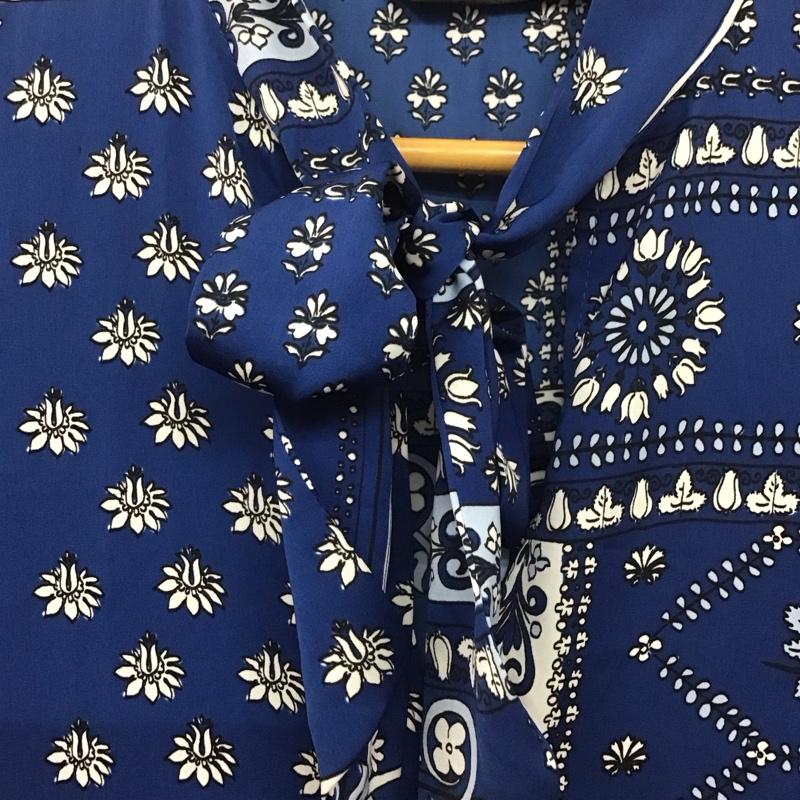 ザラ ZARA ワンピース ひざ丈スカート S プリント X 総柄 青 / ブルー /  レディース USED 古着 中古 10139863