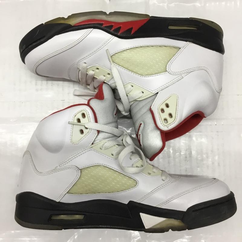 ナイキ NIKE スニーカー スニーカー 136027-100 AIR JORDAN 5 RETRO 27cm 27.0cm ワンポイント 白 / ホワイト / X 黒 / ブラック / X 赤 / レッド /  メンズ USED 古着 中古 10106630