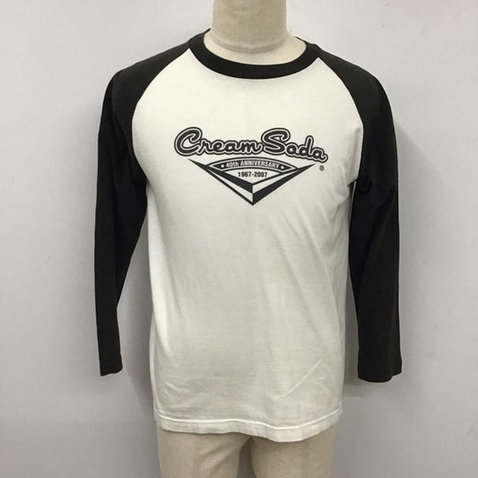 クリームソーダ CREAMSODA Tシャツ 長袖 40周年 S プリント X ロゴ、文字 白 / ホワイト / X 黒 / ブラック /  メンズ USED 古着 中古 10119871